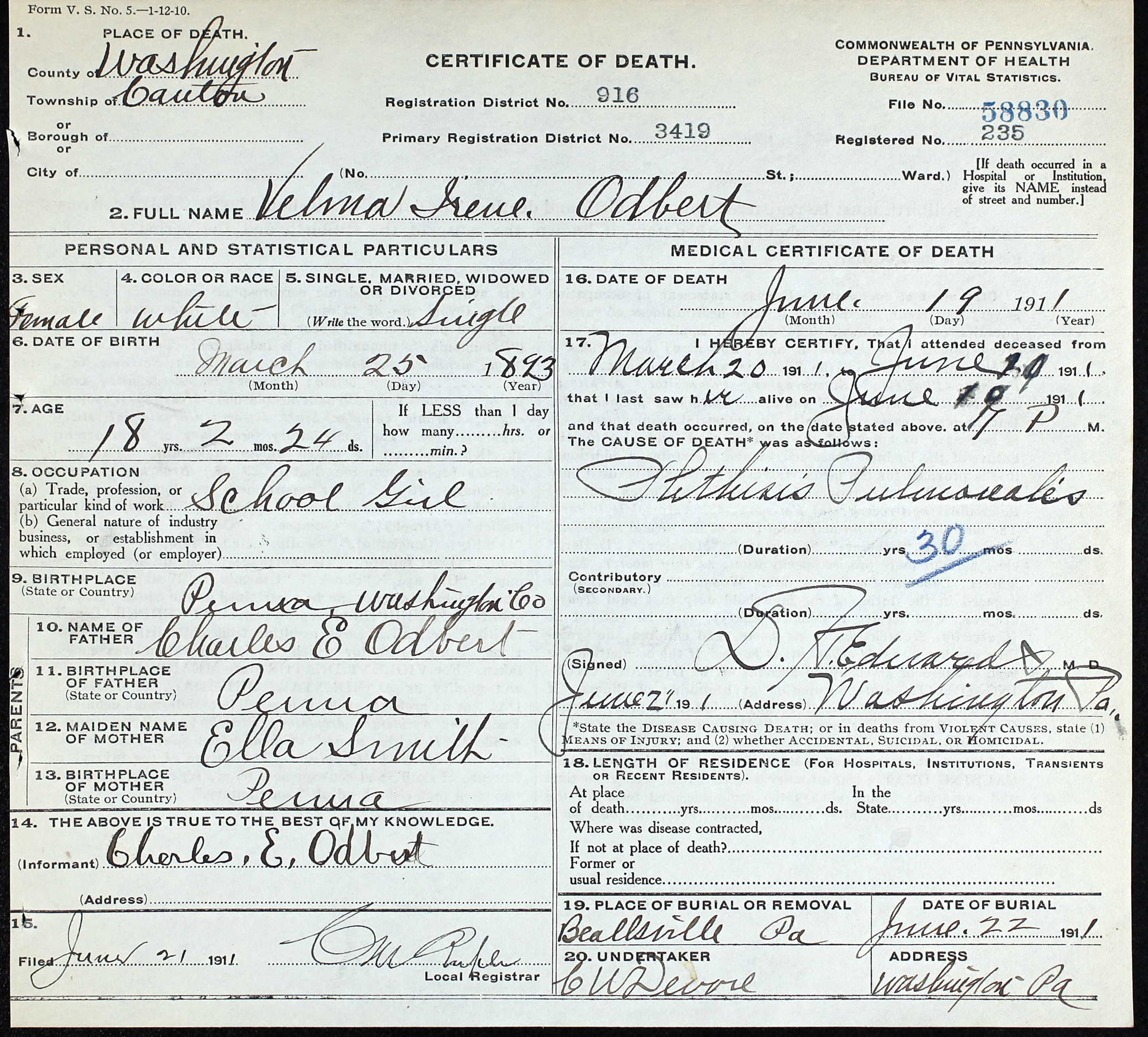 Velma Irene Odbert